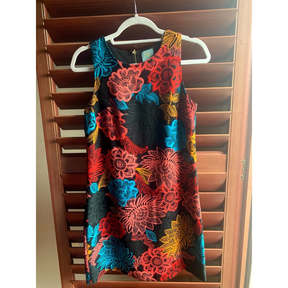 Black/multi-colored Sheath Dress - 0/2